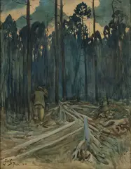 Polesie by Julian Fałat, 1910, akwarela, papier, sold Dec 2025