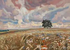 Stanisław Kamocki, Polna grusza, olej, tektura