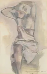 Leopold Gottlieb, Akt w różach, 1930, gwasz, akwarela, papier