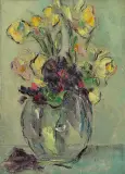 Włodzimierz Terlikowski, Bukiet żółtych i fioletowych kwiatów, 1940, olej, płótno
