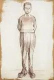 Andrzej Wróblewski, Chłopiec na białym tle, 1955/56, technika mieszana, papier