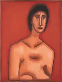 Półakt by Jerzy Nowosielski, 1967, olej, tempera, płótno, sold Dec 2025