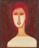 Portret by Jerzy Nowosielski, olej, płótno, sold Dec 2025