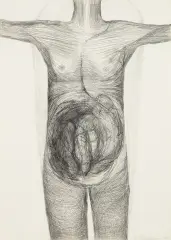 Magdalena Abakanowicz, Bez tytułu, 1987, tusz, węgiel, papier