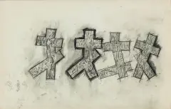 Marek Chlanda, Four figures, 1986, ołówek, węgiel, papier