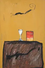 Tadeusz Brudzyński, Le verre et le rouge II, 1990, olej, płótno
