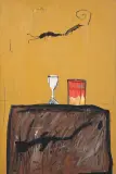 Tadeusz Brudzyński, Le verre et le rouge II, 1990, olej, płótno