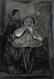 Lena Achtelik, Effigies (Matka z dzieckiem), 2021, olej, płótno