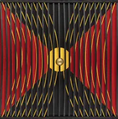 Jan Ziemski, z cyklu Interferencje, 1975, technika własna, akryl, płyta