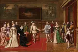 Władysław Bakałowicz, Katarzyna Medycejska spotyka swoich synów Karola IX i Henryka III, olej, płótno