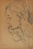 Jan Matejko, Dwie głowy - studium, 1867, ołówek, papier