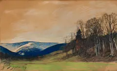 Julian Fałat, Bystra, 1918, pastel, tektura