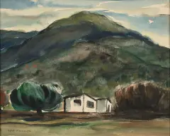 Rafał Malczewski, Pejzaż z górami, akwarela, papier