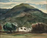 Rafał Malczewski, Pejzaż z górami, akwarela, papier