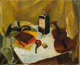 Edward Matuszczak, Martwa natura ze skrzypcami, przed 1939, olej, płótno