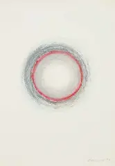 Koło czarno-czerwone by Wojciech Fangor, 1975, pastel, papier, sold Mar 2026