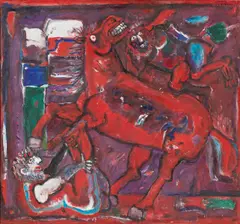 Eugeniusz Markowski, Cavallo Rosso + 2, 1990 (Czerwony koń), olej, płótno