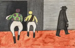 After the Race 1956 by John Brack, 1956, watercolour, pen and ink on paper, sold May 2017