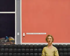 Airport at Night (1969) by Jeffrey Smart, 1969, oil on canvas, sold May 2017