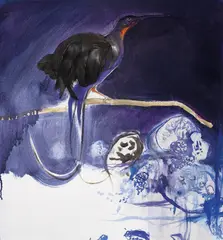 Brett Whiteley, Baudelaire's Bird 1973, 1973, oil and feathers on canvas on board
