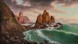 Eugene von Guerard, View of the Granite Rocks at Cape Woolamai 1872, 1872, oil on canvas