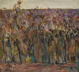 Fred Williams, Saplings, Poets Lane ll (1957), 1957, oil on composition board