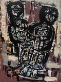 Ian Fairweather, Two Figures, synthetic polymer paint and gouache on cardboard on hardboard
