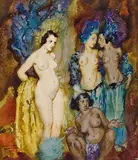 (Four Nudes) 1937 by Norman Lindsay, 1937, watercolour on paper, offered May 2017