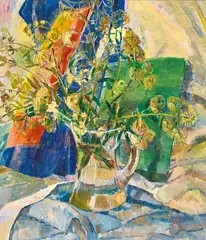 Drapery and Foliage by Grace Cossington Smith, oil on pulpboard, sold Nov 2016