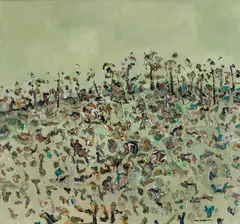 Fred Williams, Turnip Diggers (1968), 1968, oil on canvas