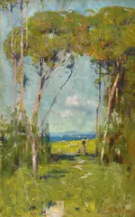 Arthur Streeton, 'And the Sunlight Clasps the Earth' 1895, 1895, oil on wood panel
