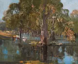 The Billabong (1928) by Arthur Streeton, 1928, oil on canvas, sold Nov 2016