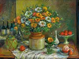 Margaret Olley, Ranunculus and Fruit (2007)