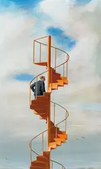 Study for Jacob Descending (1979) by Jeffrey Smart, 1979, synthetic polymer paint on canvas on composition board, sold Nov 2016