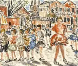 Danila Vassilieff, Children Playing in Collingwood School (1939), 1939, oil on wood