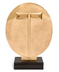 Joel Elenberg, Mask E (1979), 1979, polished bronze and black Belgian marble