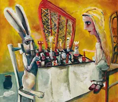 Charles Blackman, The Game of Chess 1956, 1956, tempera and oil on composition board