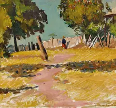 Figure Beside the Fence by William Frater, oil on canvas on board, offered Nov 2016