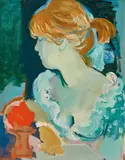 Constance Stokes, Head of a Young Girl, oil on composition board