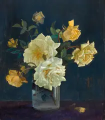 Roses 1931 by Elioth Gruner, 1931, oil on wood, sold Nov 2016