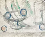 Godfrey Miller, Still Life with Green Curtain and Comport (1950-1952)