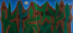 John Coburn, Rainforest and Mountains 1987, 1987, oil on canvas