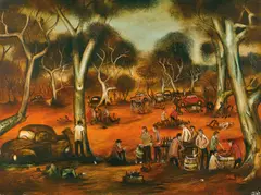 Miner's Picnic 1965 by Pro Hart, 1965, oil on composition board, offered Nov 2016