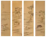 Sun Boyong, The Eight Horses of Mu Wang, After Lang Shining ink and colour on paper, set of four, hanging scroll