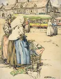 Hilda Rix Nicholas, (Market at Etaples) (circa 1910)