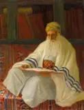 Lazar Krestin, (Sephardi Rabbi at study) 1921, 1921, oil on canvas