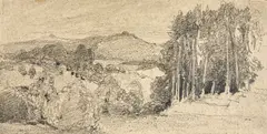John Sell Cotman, (Landscape), pencil on paper on card