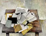 Michel de Gallard, (Nature Mort aux Journaux), oil on canvas