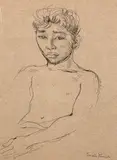 Donald Friend, Head of a Boy - Ceylon, ink on paper