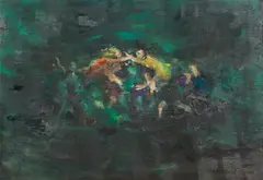 (Children Playing) 1968 by David Boyd, 1968, oil on composition board, offered Oct 2016